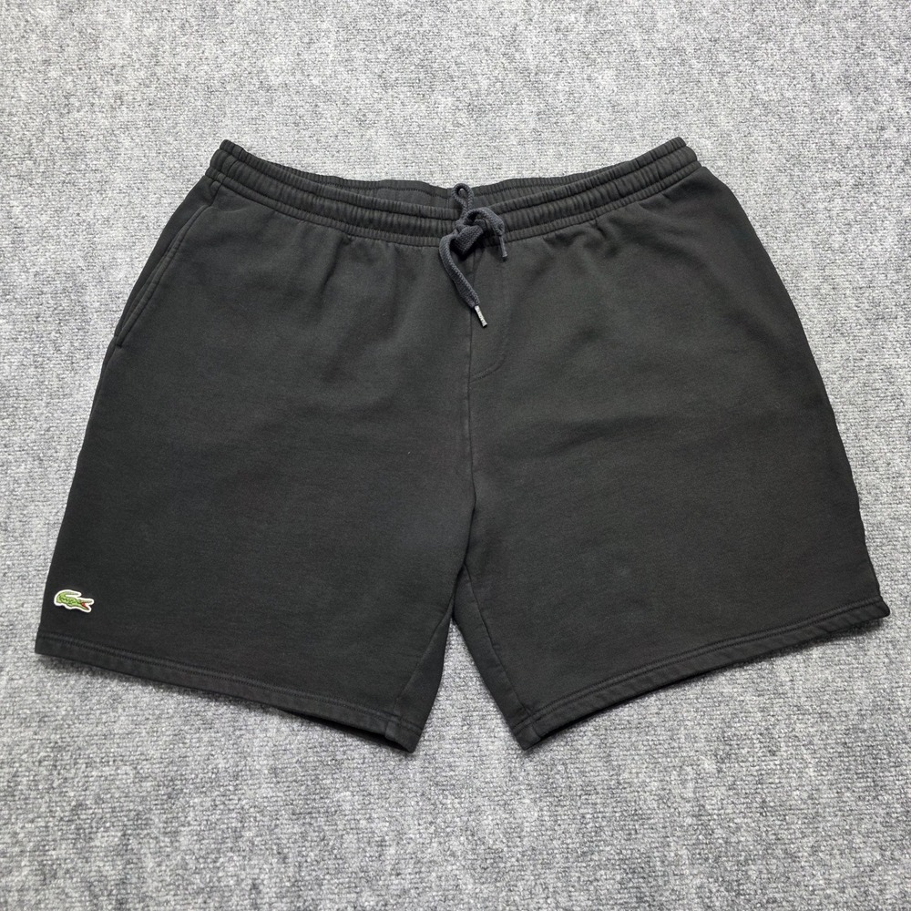 Lacoste Sport Men's Black Fleece Sweat Shorts 3XL Drawstring GH353T Preppy